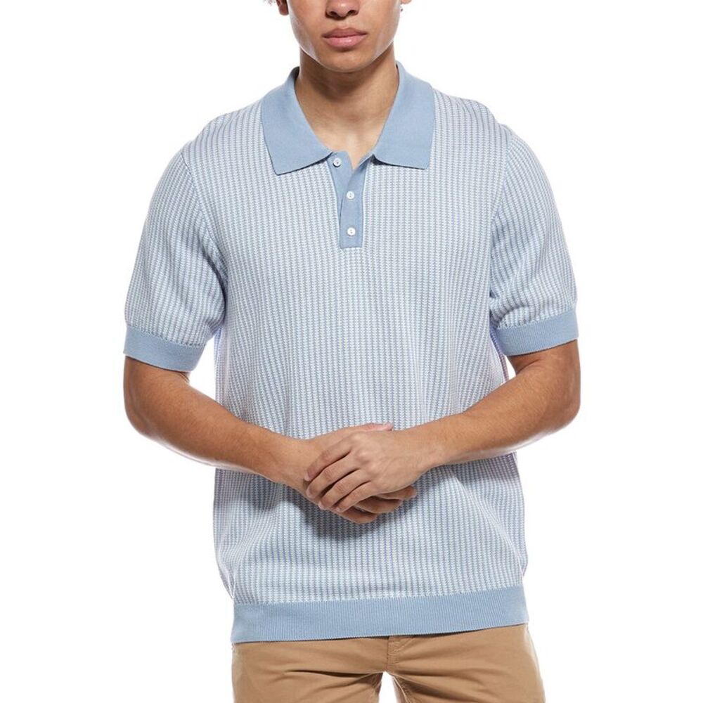 Truth Mens  Striped Polo Sweater, Blue/White